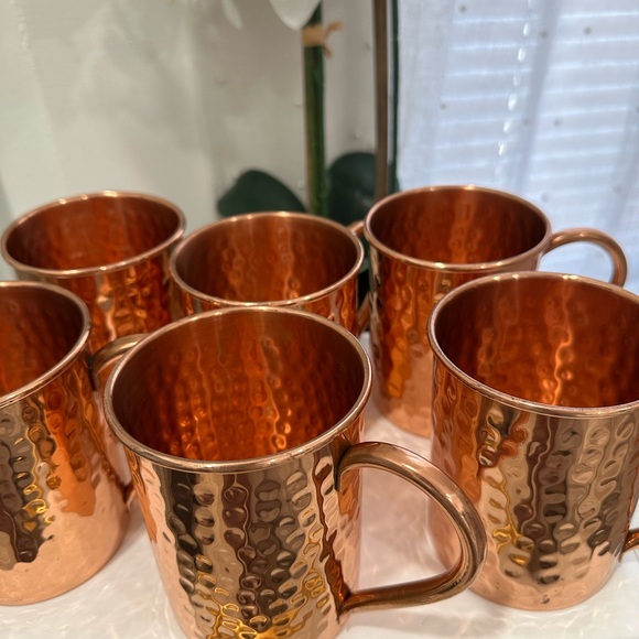 New without box Hammered Copper 100% solid copper Mugs 6 mugs total - Picture 10 of 13